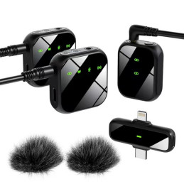 Langaton solmiomikrofonisetti 2,4 GHz USB-C & Lightning | Latauskotelolla