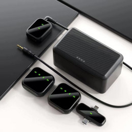 Langaton solmiomikrofonisetti 2,4 GHz USB-C & Lightning | Latauskotelolla
