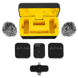 Langaton solmiomikrofonisetti 2,4 GHz USB-C & Lightning | Latauskotelolla