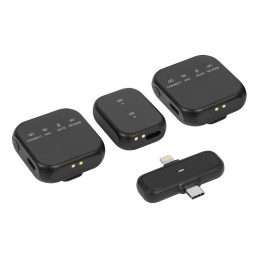 Langaton solmiomikrofonisetti 2,4 GHz USB-C & Lightning | Latauskotelolla