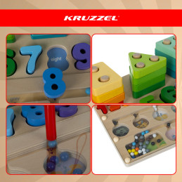 Puinen Montessori-lajittelija ja magneettilabyrintti 3-in-1