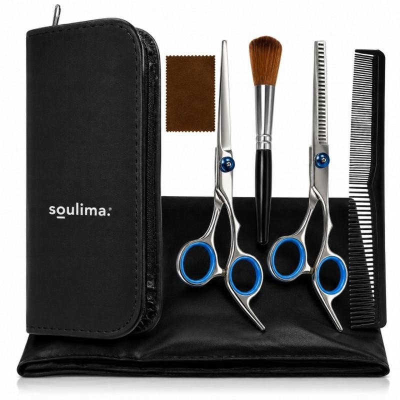 Soulima 7-osainen kampaamosetti ja parturisakset kotelossa